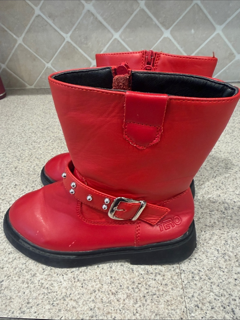 IRO Kids Red Studded Mid-Calf Boots - Picture 4 of 5